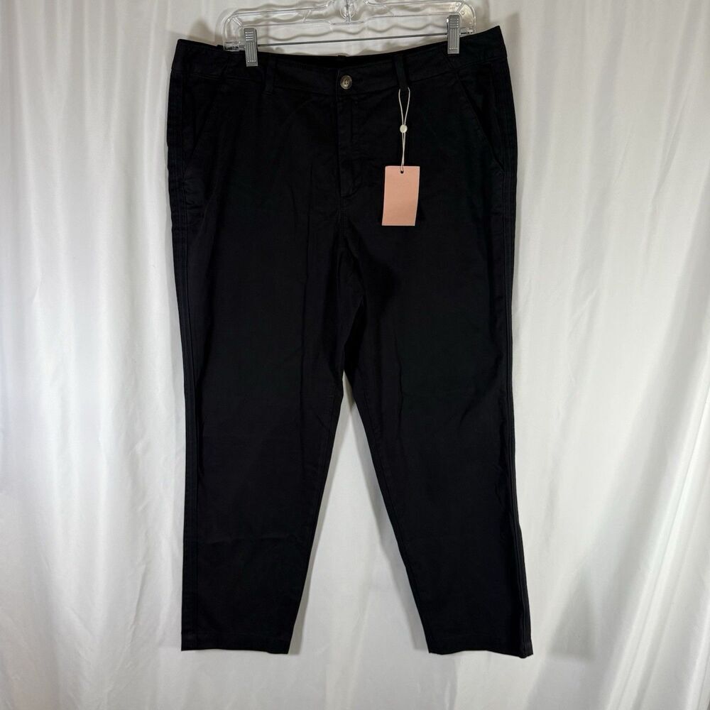 New Quince Dress Pants Women's 32 Black Flat Front Organic Cotton High Rise